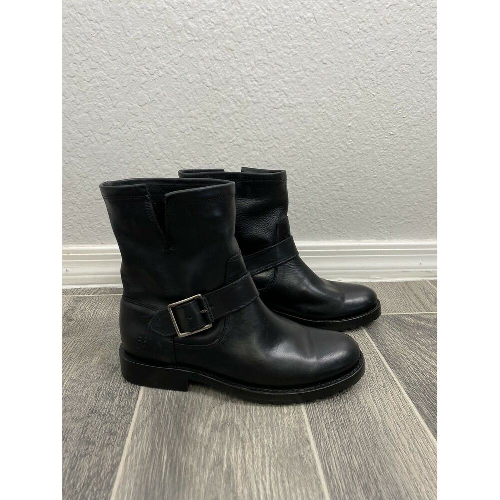 FRYE Natalie Engineer Boot Black Leather Split Shaft Short 5.5 $348